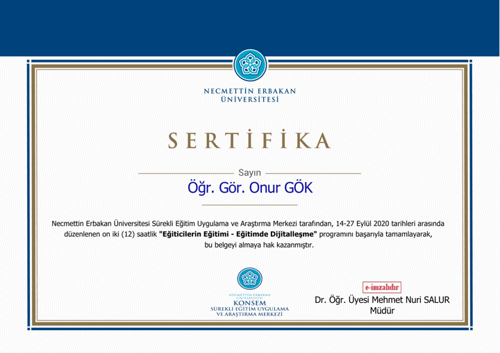 Eğiticilerin Eğitimi Sertifikası
